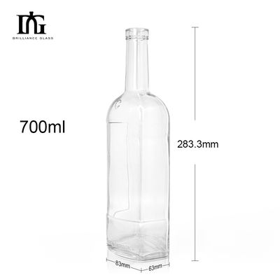 Collar de vidro 750ml 700ml 500ml garrafa redonda de vinho para licor design personalizado aceitável