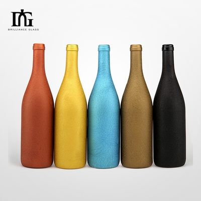 500 ml/750 ml de capacidade garrafa de vinho de vidro de cor fosca personalizada para vinho tinto e licor