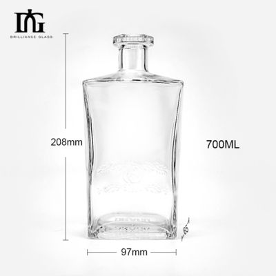 Garrafa de vidro de vodka com cortiça Super Flint 700ml 750ml 1000ml aceitável Logotipo do cliente
