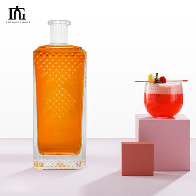 Tipo de vedação Garrafa 700ml 375ml 500ml Garrafa de vidro para uísque Liquor Vodka quadrada