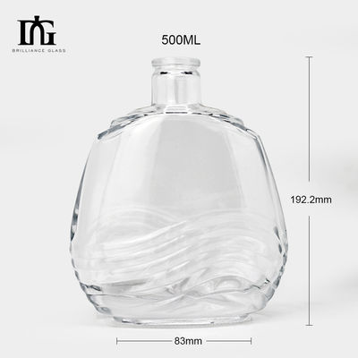 750 ml de vidro transparente redondo 700 ml de vidro garrafas espirituosas para uísque e brandy TJ008