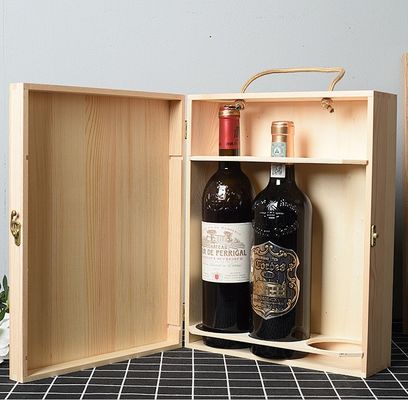 Caixa de papel de embalagem de garrafas de vinho vermelho de couro simples para caixa de presente de vinho de madeira personalizada