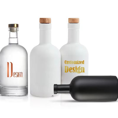 OEM/ODM aceitável garrafa de vidro de forma clássica Gin rum com tampa de madeira 500ml 750ml