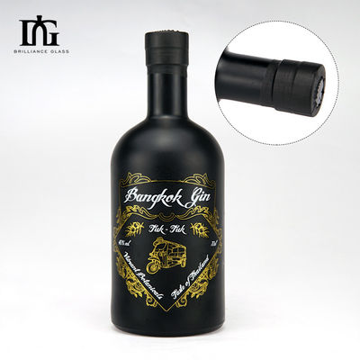 OEM/ODM aceitável garrafa de vidro de forma clássica Gin rum com tampa de madeira 500ml 750ml