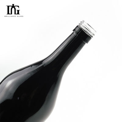 Tipo de vedação CORK Logotipo de tela personalizado Impressão de vidro preto 500ml 750ml garrafa de vinho de champanhe