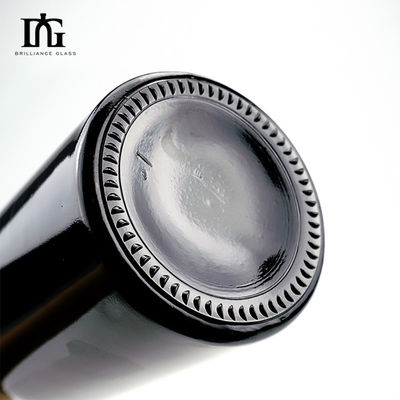 Tipo de vedação CORK Logotipo de tela personalizado Impressão de vidro preto 500ml 750ml garrafa de vinho de champanhe