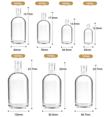 Garrafa de forma oval clara 100 ml 250 ml 500 ml 700 ml 750 ml garrafa de vinho vazia com rolhas