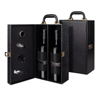 Caixa de madeira de couro PU de garrafa única para embalagens de vinho tinto, uísque, vodka, gin e rum
