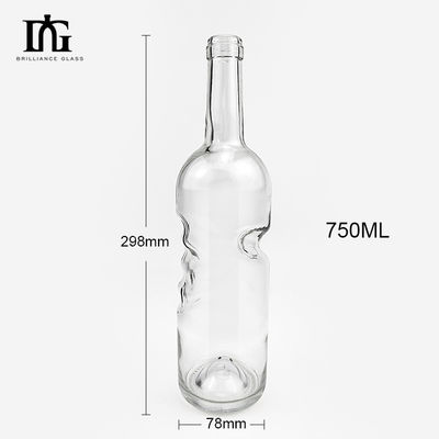 750 ml garrafa de vidro vazia clara para brandy e licores