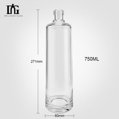 OEM/ODM Super Flint Material Vidro Vodka Whisky Rum Espírito garrafa com tampa de parafuso de cortiça