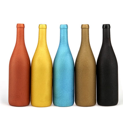 Garrafa de vinho de vidro de cor fosca personalizada 750ml 50cl 75cl para geladeira redonda Vodka Liquor