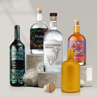 Tequila cilindro vazio vidro congelado garrafa de vodka 500ml 750ml 1000ml com logotipo aceitável