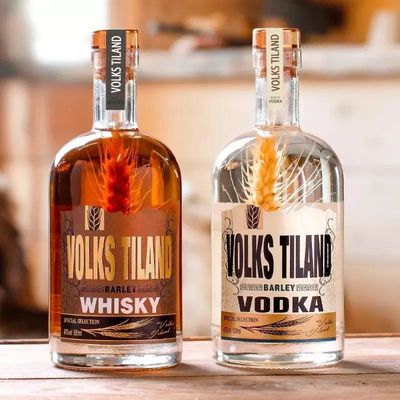 Colarinho de vidro Garrafa nórdica clara para Vodka Liquor Gin Rum Tequila Whiskey Brandy Spirit