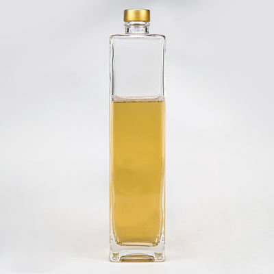Eletroplatagem 750 ml Gold Cork Top Rectangular Vodka Vinho Garrafas de Vidro para Licores