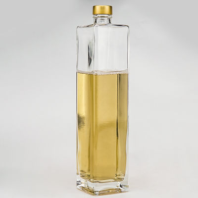 Eletroplatagem 750 ml Gold Cork Top Rectangular Vodka Vinho Garrafas de Vidro para Licores