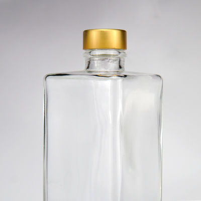 Eletroplatagem 750 ml Gold Cork Top Rectangular Vodka Vinho Garrafas de Vidro para Licores