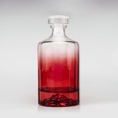 Whisky 500 ml garrafa de vidro de design criativo com fundo vulcânico vermelho e rolha de vidro
