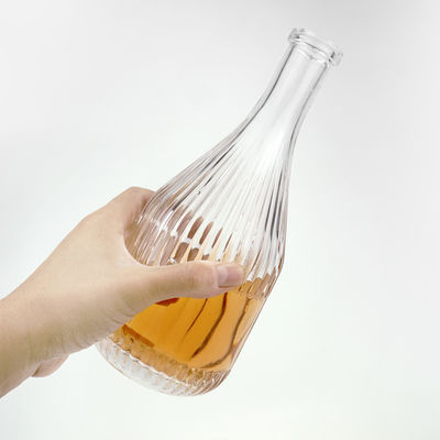 Garrafas de vinho gelado 375 ml 450 ml recipiente de vidro com cortiça para bebidas e padrão curvo