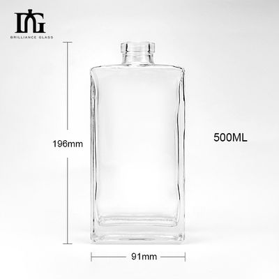 500 ml garrafa de vidro transparente quadrada para refrigerante de cortiça personalizada Vodka Whiskey Brandy garrafa