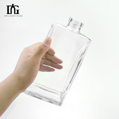 500 ml garrafa de vidro transparente quadrada para refrigerante de cortiça personalizada Vodka Whiskey Brandy garrafa