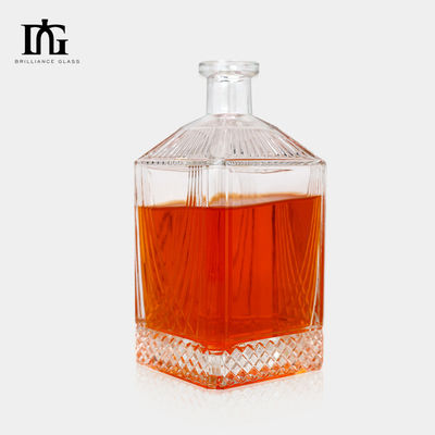 Garrafa de licor de vidro de design personalizado com rolha e tampa de parafuso