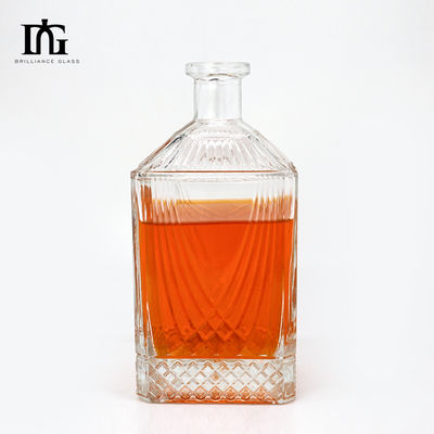Garrafa de licor de vidro de design personalizado com rolha e tampa de parafuso