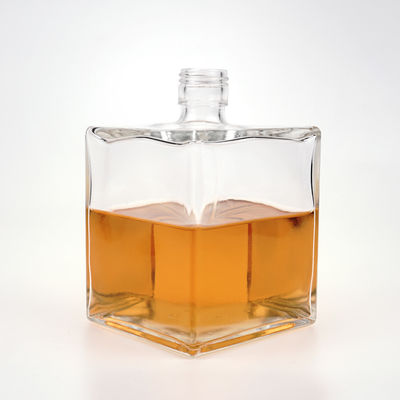 OEM/ODM aceitável Custom Square 750ml garrafa de vidro para Whiskey Vodka Brandy Rum Gin