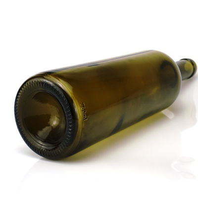 Botella de vidro de 750 ml Prime Color para bebidas alcoólicas de vinho tinto Forma redonda Capuz de parafuso de cortiça de cor verde