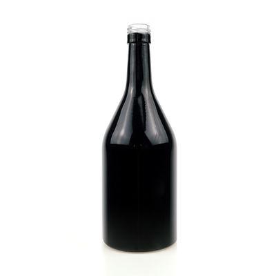 Garrafa de vidro de pintura preta vazia para Whiskey Vodka 500ml garrafa de tampa de parafuso de 1,75L