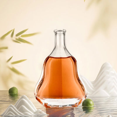 500 ml de vidro transparente Liquor Wine Whisky Vodka Juice Flasca com rolha e tampa de parafuso