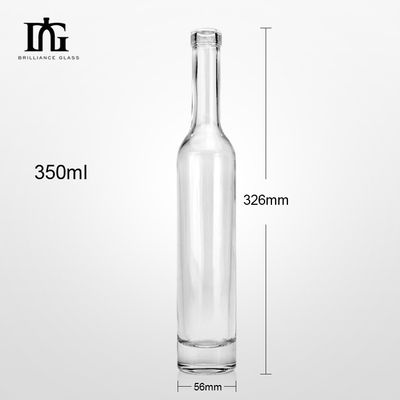 350 ml 375 ml 500 ml Vidro transparente redondo Whiskey Rum Garrafa de vinho com rolha de cortiça