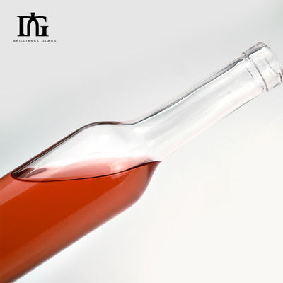 350 ml 375 ml 500 ml Vidro transparente redondo Whiskey Rum Garrafa de vinho com rolha de cortiça