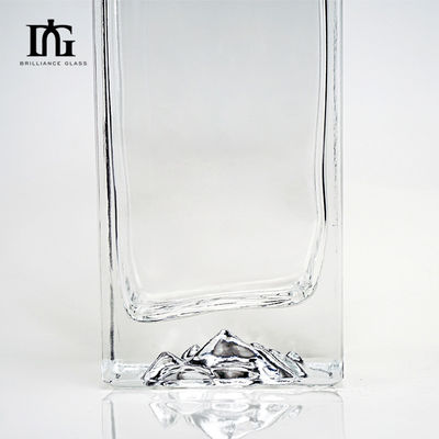 Impressão offset de garrafas de bebidas de vidro transparente de 500 ml com fundo grosso e rolha de cortiça