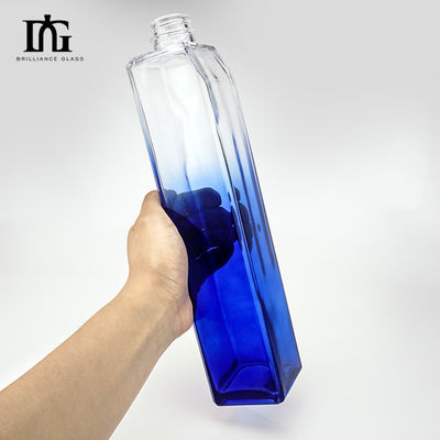 330ml/500ml/700ml/750ml Botão de vidro transparente quadrado de capacidade para bebidas carbonatadas