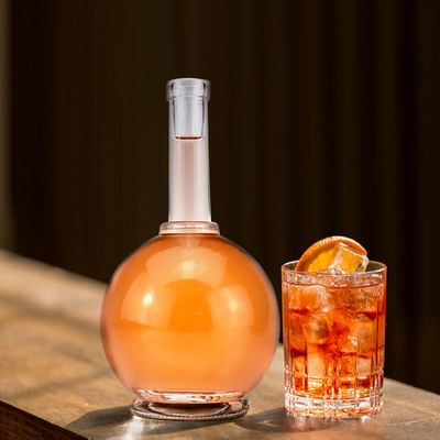 Garrafa de vidro 500 ml de pescoço comprido fundo redondo garrafa de álcool vazia personalizada para whisky vodka