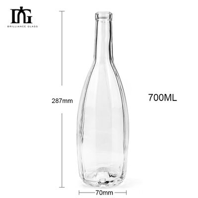 OEM/ODM Acceptável garrafa de vidro transparente 700ml 750ml para licores e bebidas