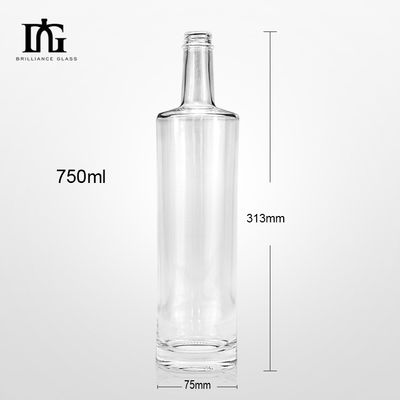 Logotipo do cliente aceitável garrafa de vidro personalizada para vodka gin rum e licor 750ml