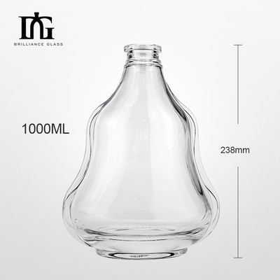 Garrafa de vidro transparente vazia para bebidas alcoólicas Whiskey Brandy Rum Gin Ácido Etch Manuseio da superfície
