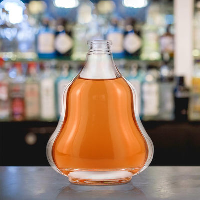Garrafa de vidro transparente vazia para bebidas alcoólicas Whiskey Brandy Rum Gin Ácido Etch Manuseio da superfície