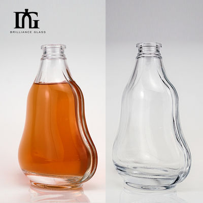 Garrafa de vidro transparente vazia para bebidas alcoólicas Whiskey Brandy Rum Gin Ácido Etch Manuseio da superfície