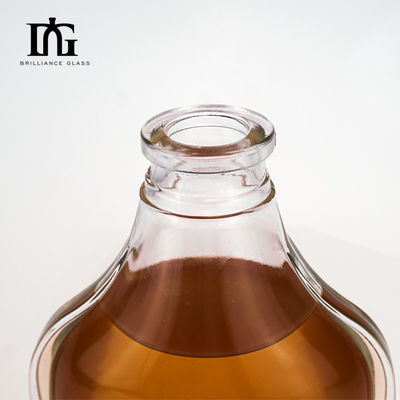 Garrafa de vidro transparente vazia para bebidas alcoólicas Whiskey Brandy Rum Gin Ácido Etch Manuseio da superfície