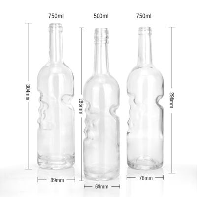 Material de colarinho de vidro garrafa de licor redonda 750 ml garrafa clássica de pedra com alça