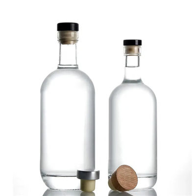 Garrafa de licor de colarinho de vidro com 375 ml 500 ml 700 ml 750 ml Capacidade e tampa correspondente