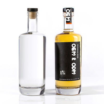 Garrafa de licor de colarinho de vidro com 375 ml 500 ml 700 ml 750 ml Capacidade e tampa correspondente