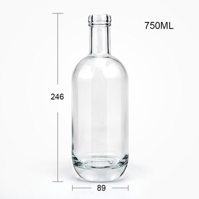 Garrafa de licor de colarinho de vidro com 375 ml 500 ml 700 ml 750 ml Capacidade e tampa correspondente