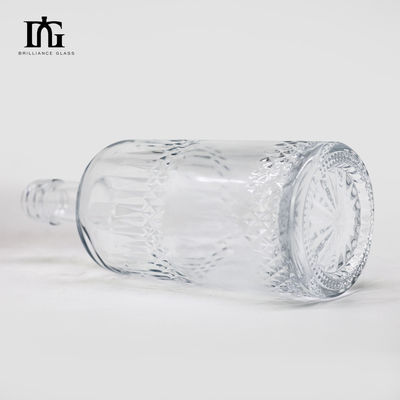 Acid Etch Surface Round 550ml 700ml Liquor Spirits Garrafa de vidro para bebidas carbonatadas