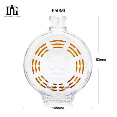 Material do corpo Vidro 70cl 75cl Forma redonda do coração Garrafa de licor personalizada com cortiça
