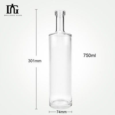 Bebidas industriais 750 ml Gin claro Vodka gelo garrafa de vidro de vinho com tipo de vedação CORK