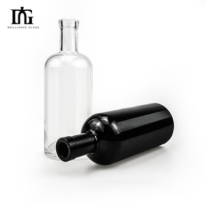 Tequila Desenho Único 700ml 1000ml Matte Black Olive Oil Garrafas de vidro com rolha