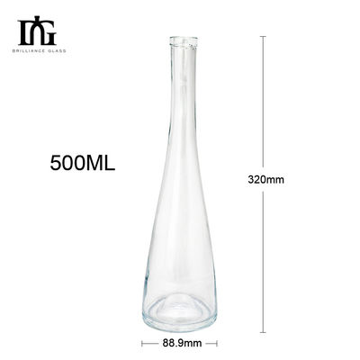 Garrafas Directas de 500 ml de vidro transparente e vazio para bebidas alcoólicas com rolha e tampa de parafuso